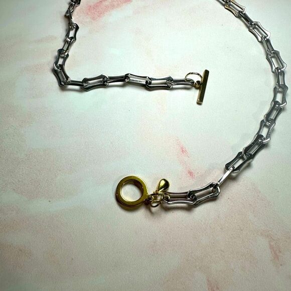 Silver and Gold “Gothica” Toggle Clasp Necklace - Picture 6 of 8